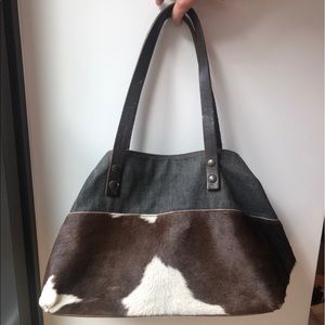 Miu Miu Denim & Calf Hair Rodeo Tote Bag